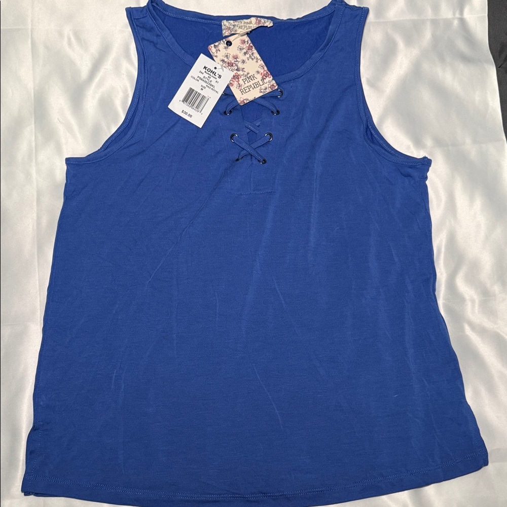 Pink Republic Royal Blue Lace-Up Tank Top